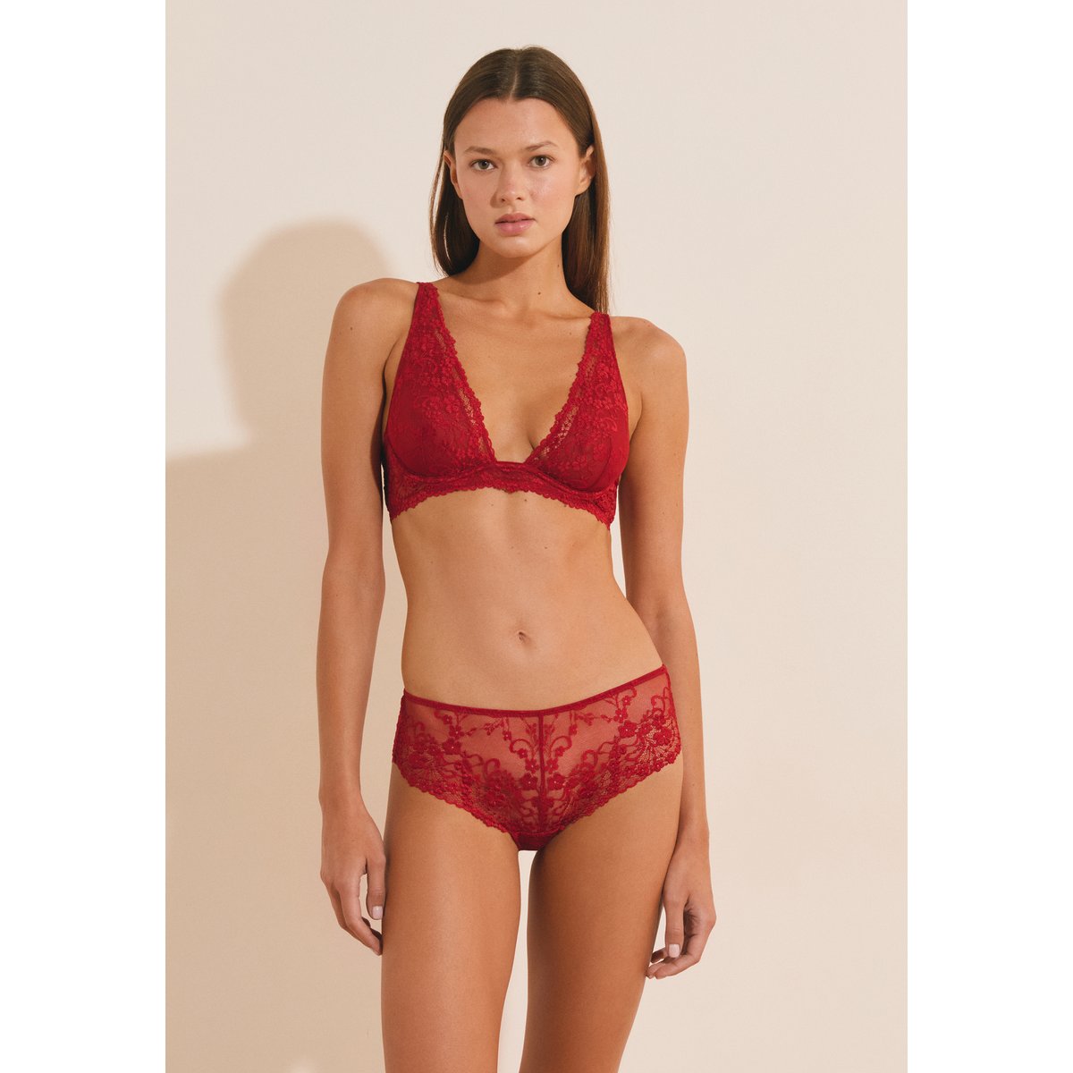 Shorty en dentelle SOUPCON rouge, ETAM