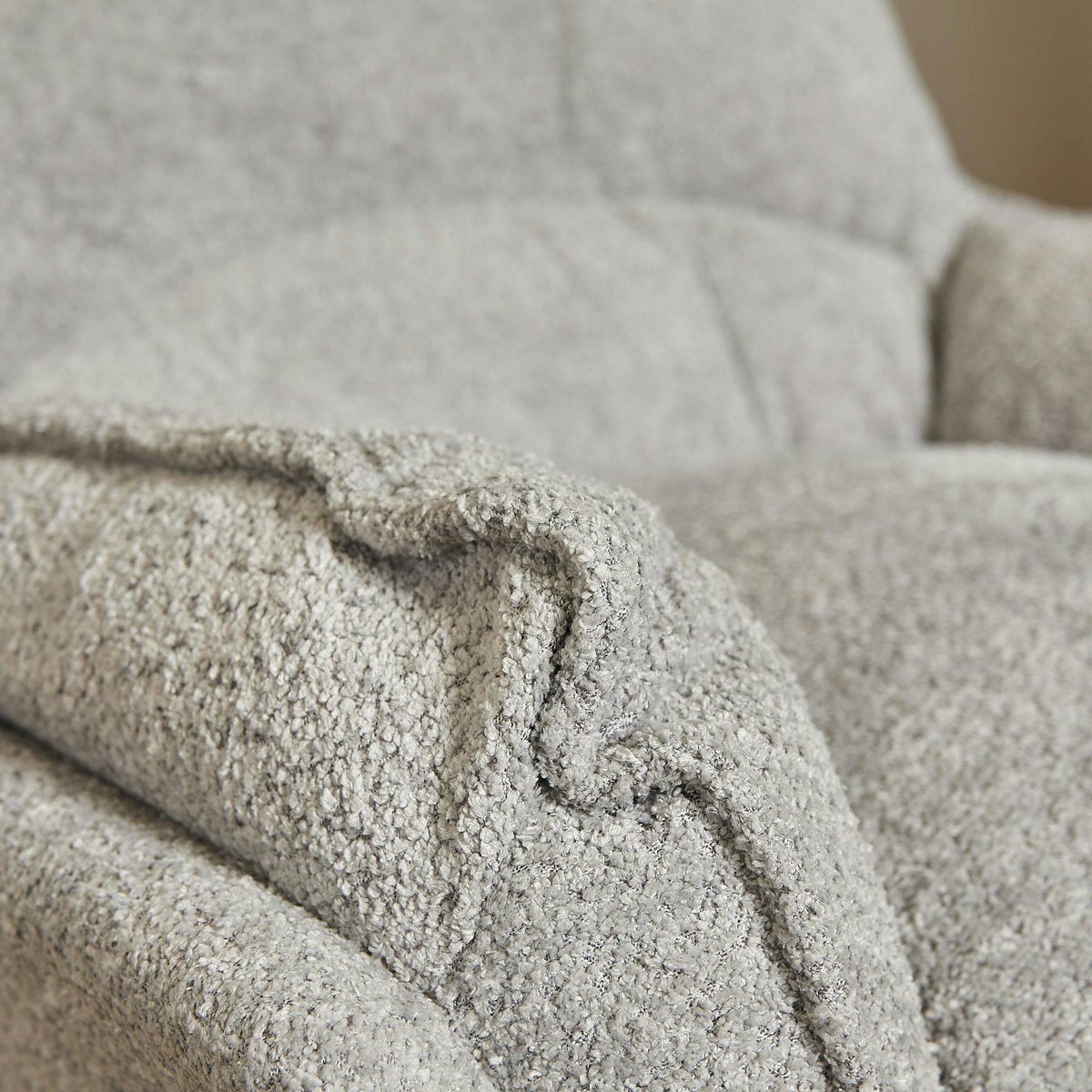Fauteuil pivotant tissu bouclette BELORA gris clair, PIER IMPORT