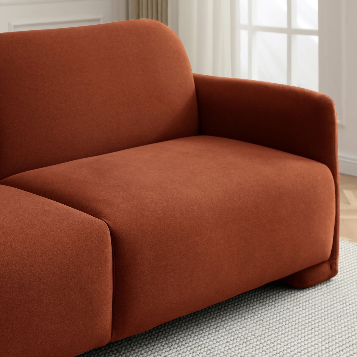 Marley Curved Velvet Sofabed burnt orange, ÉDITÉ