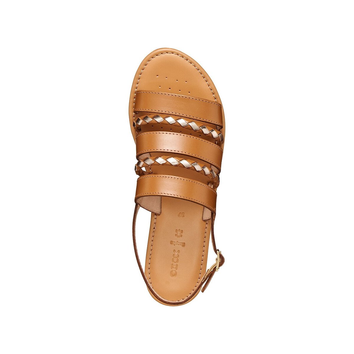 Sozy Flat Leather Sandals camel, GEOX