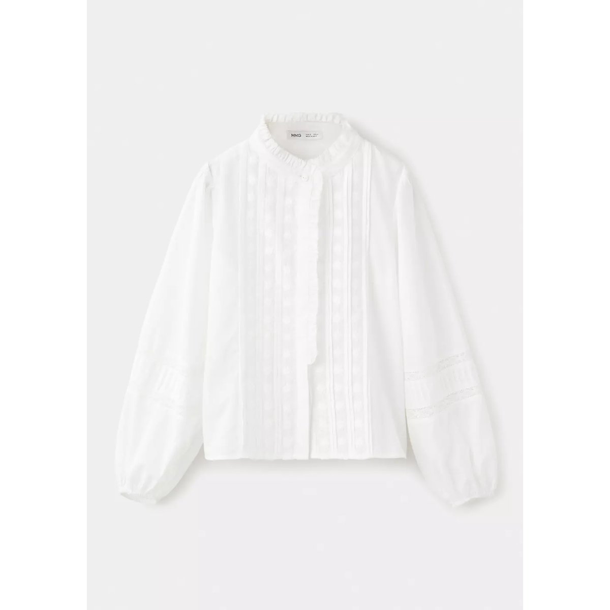 Blouse coton détails brodés blanc cassé, MANGO KIDS