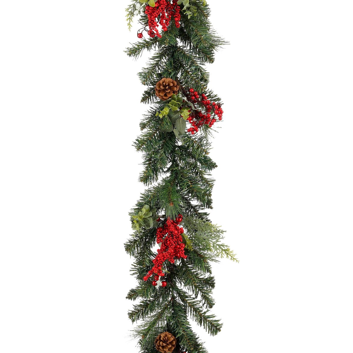 Guirlande de Noël enneigée avec pommes de pin HARVEY rouge, MICA DECORATIONS