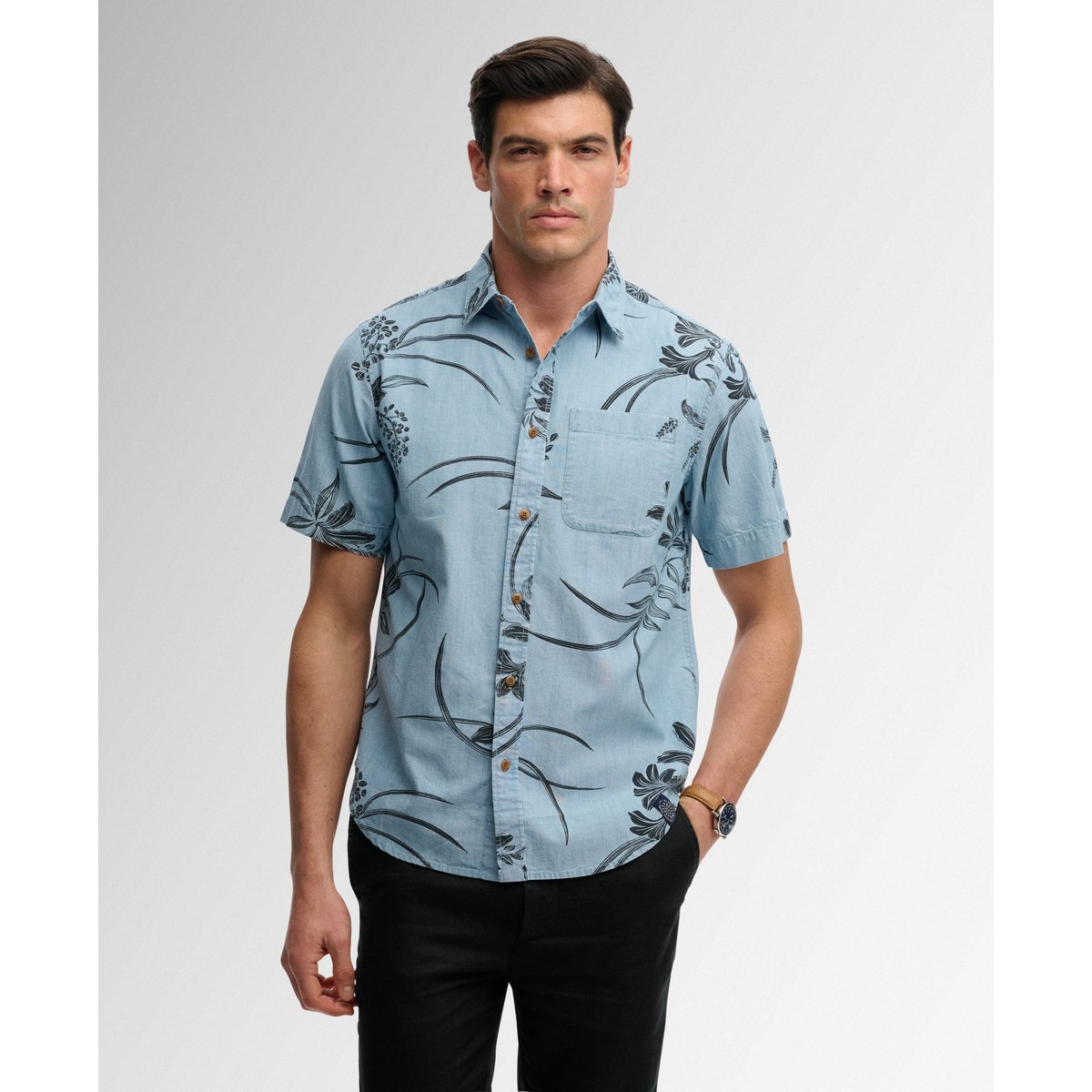 Chemise à manches courtes Vintage Loom bleu hawaïen délavé moyen, SUPERDRY