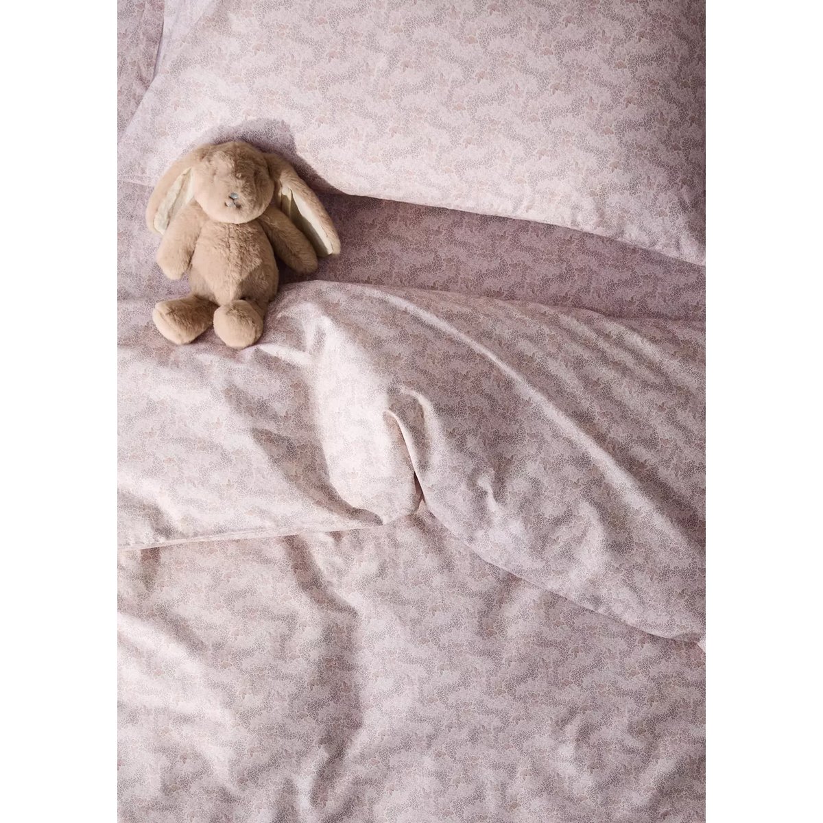 Housse de couette percale de coton imprimé fleuri lit 90 cm nude, MANGO HOME