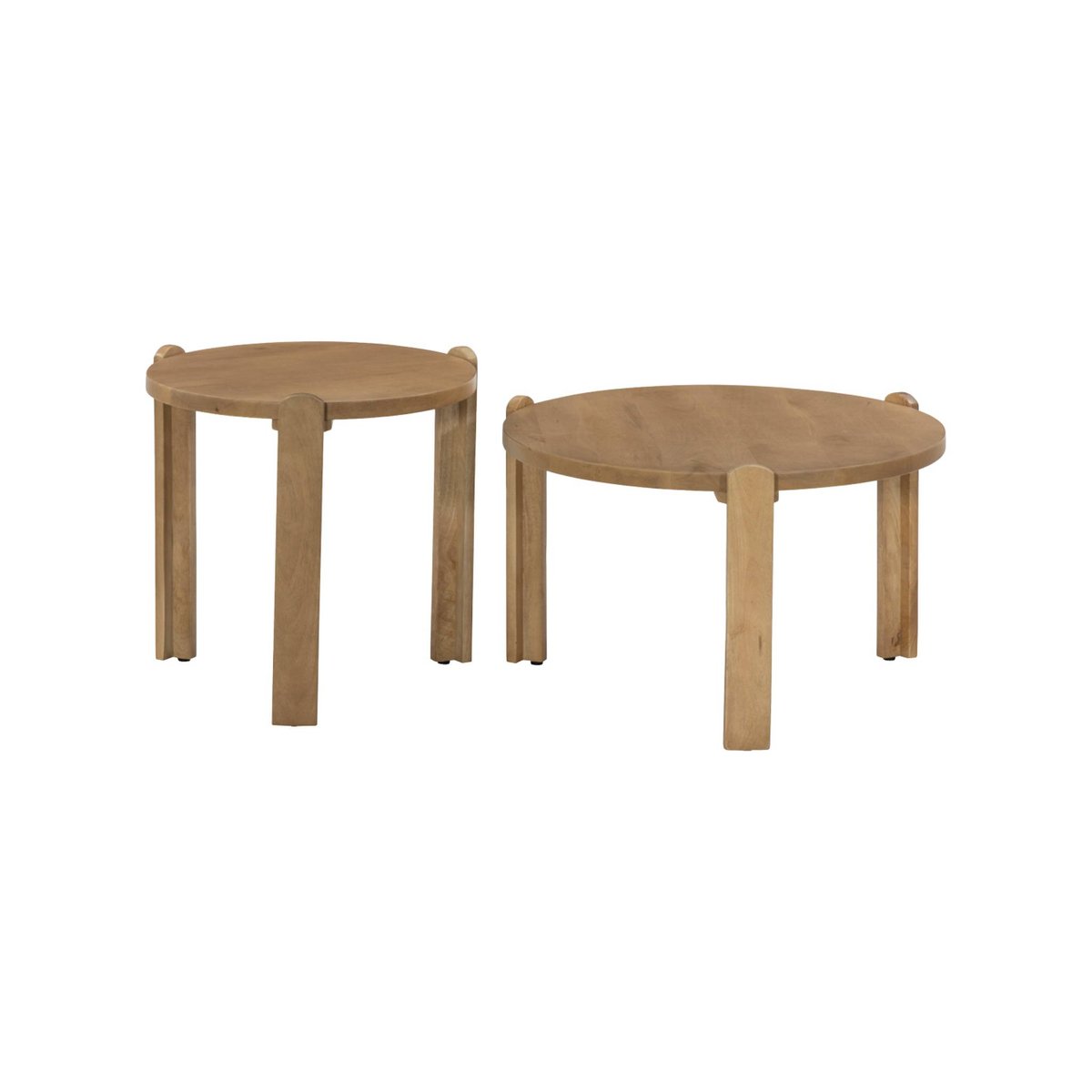 Set de 2 tables basses rondes bois de manguier PALLAVI naturel, SWEEEK