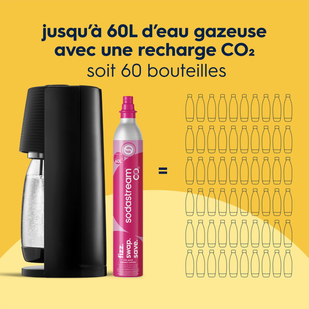 Machine à Soda Terra avec 1 bouteille noir, SODASTREAM