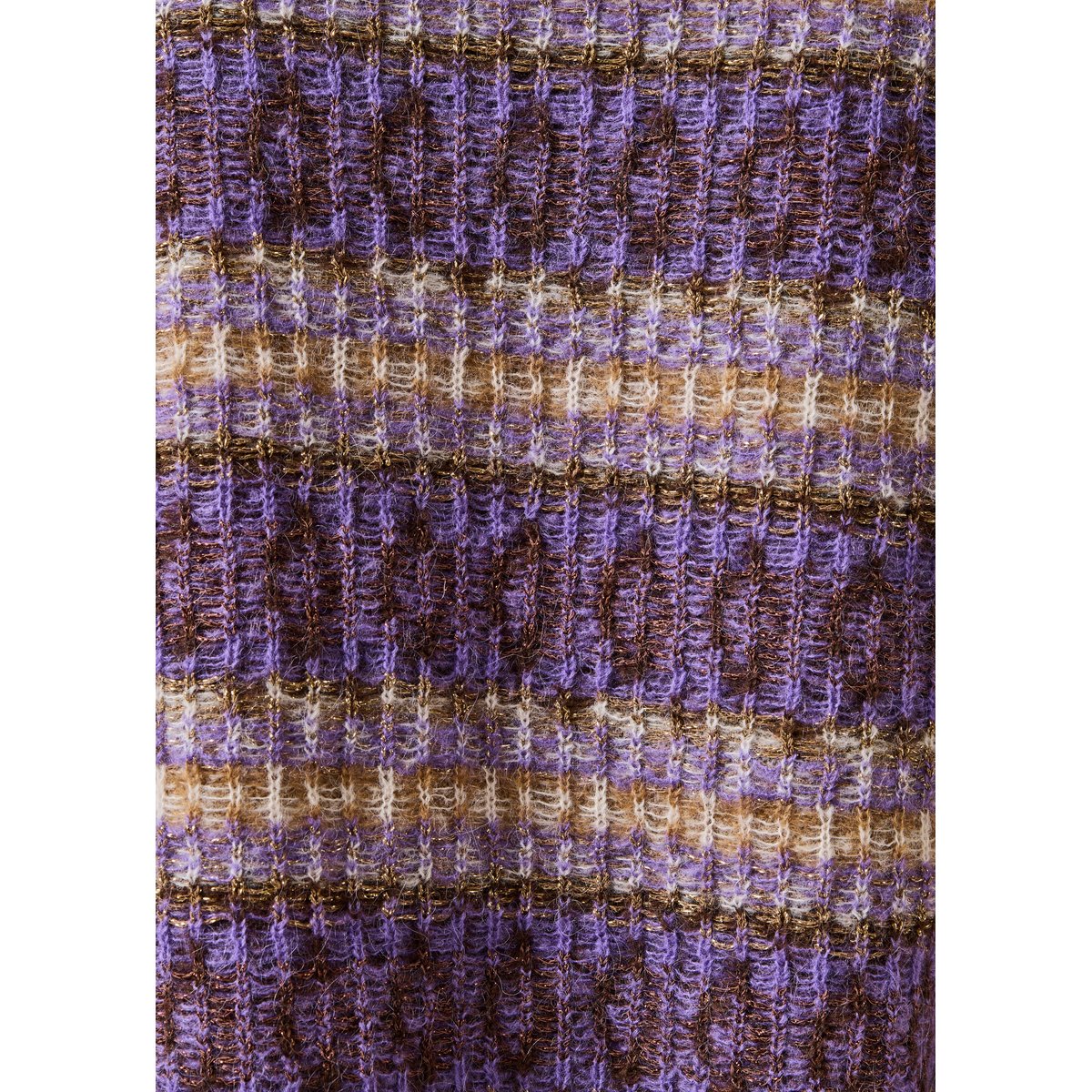 Pull manches longues en jacquard rayé ecru/pensee, LA FEE MARABOUTEE
