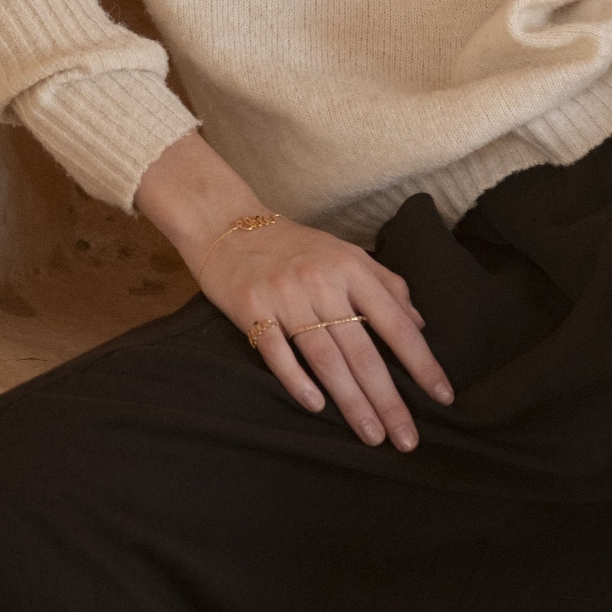 Bracelet doré chic - bling noir, CAROLINE NAJMAN