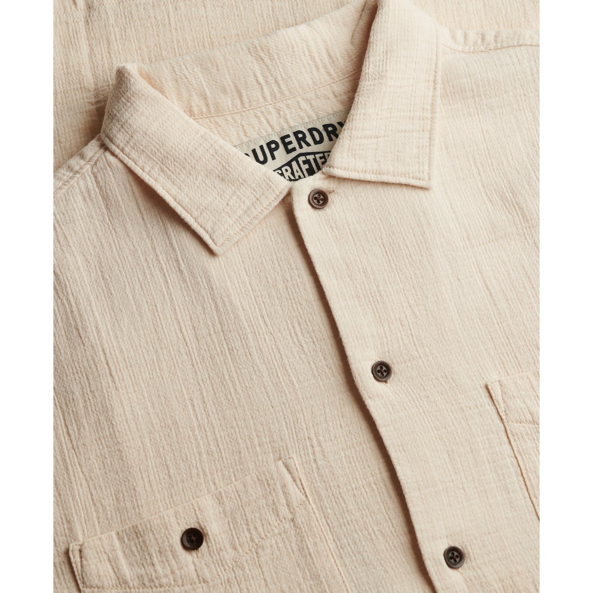 Chemise à manches courtes texturée - The Merchant Store beige avoine, SUPERDRY