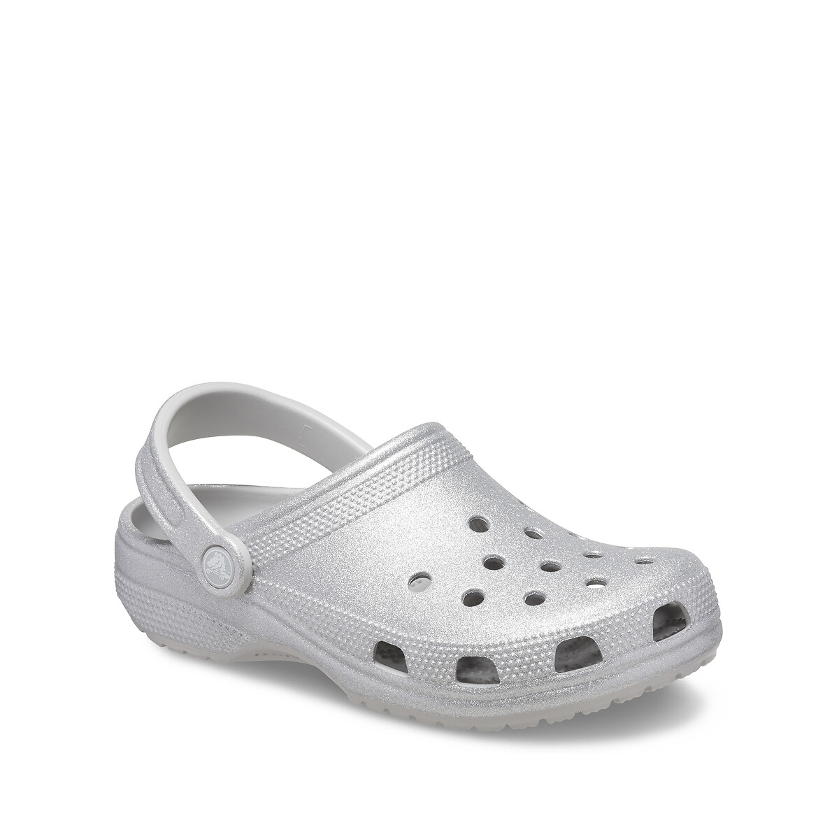 Chinelos Classis Glitter prateado com purpurinas, CROCS
