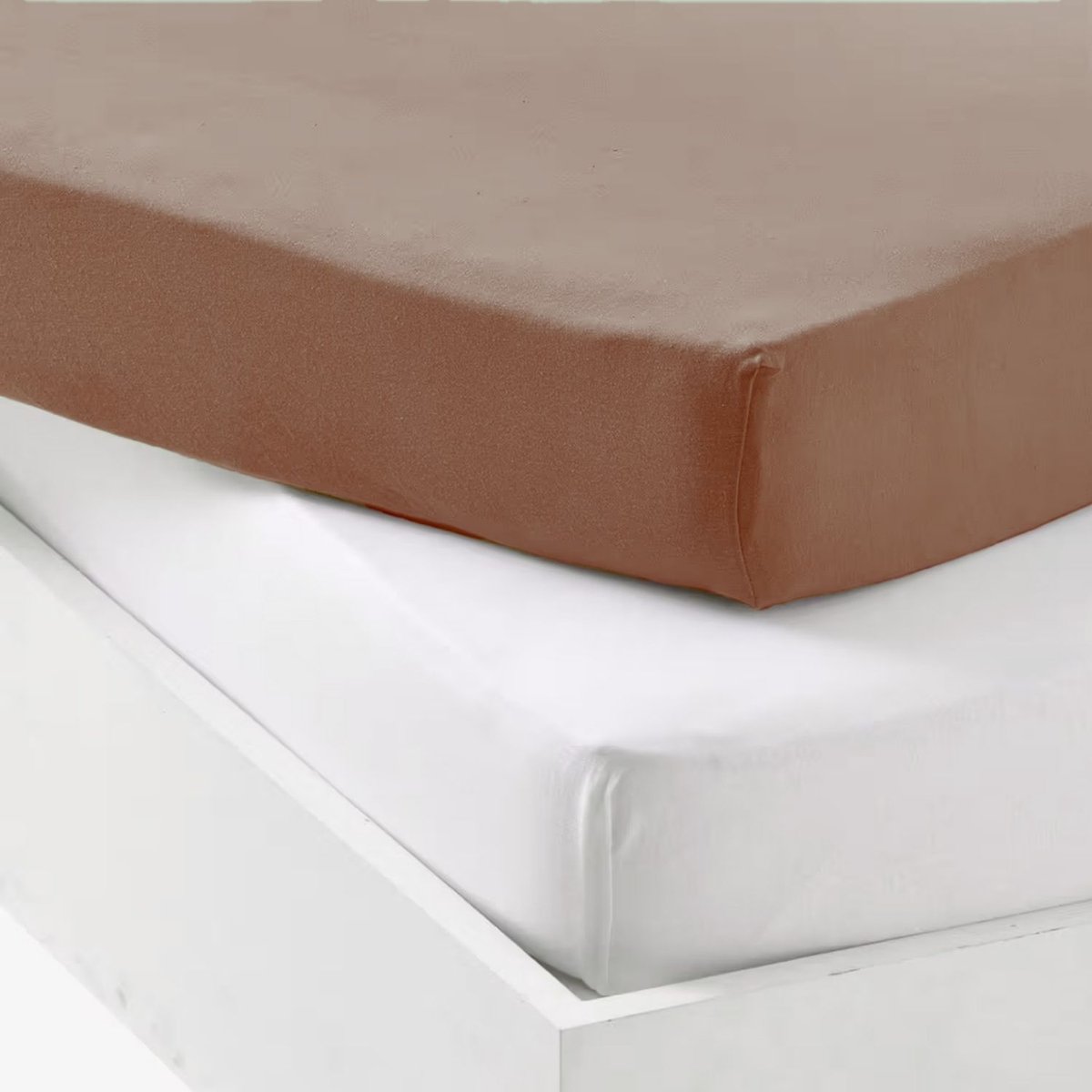 Lot alèse et drap housse blanc, marron, MON P’TIT DODO