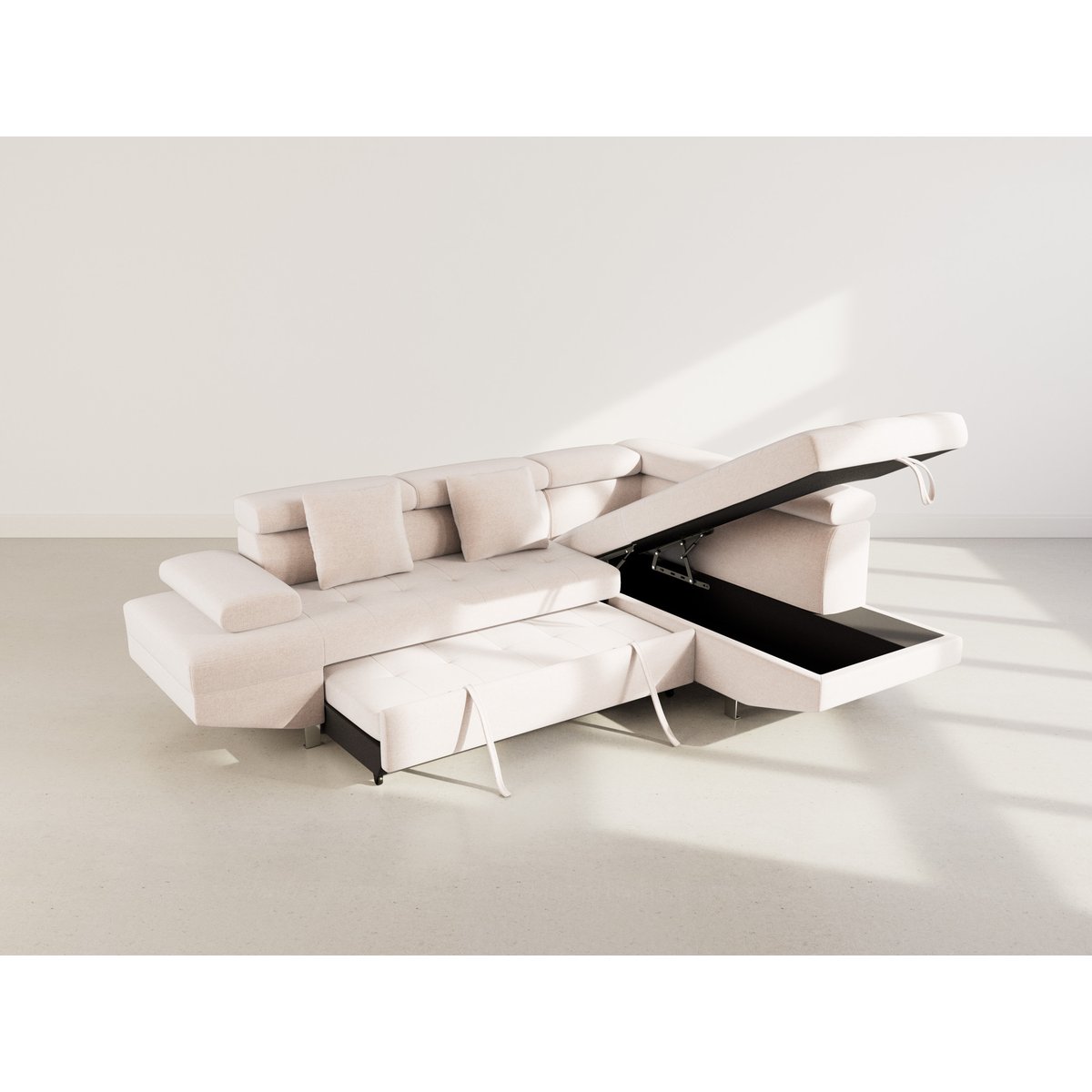 Canapé d'Angle Convertible 5 places - MARGAUX beige, BEST MOBILIER