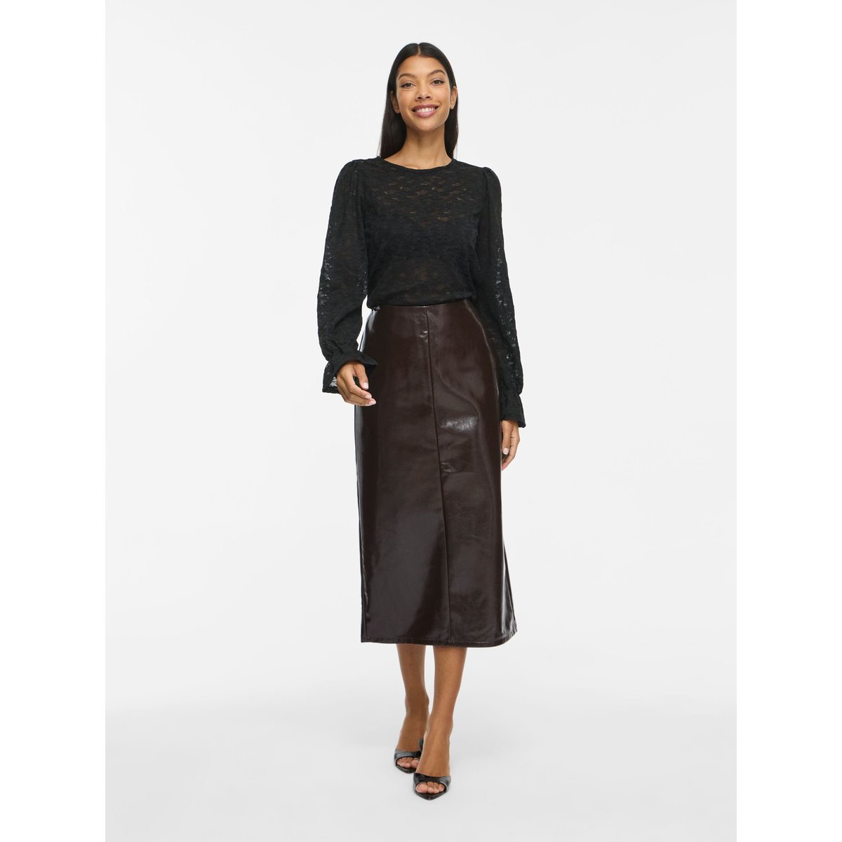 Jupe Mi-Longue marron - coffee bean1, VILA