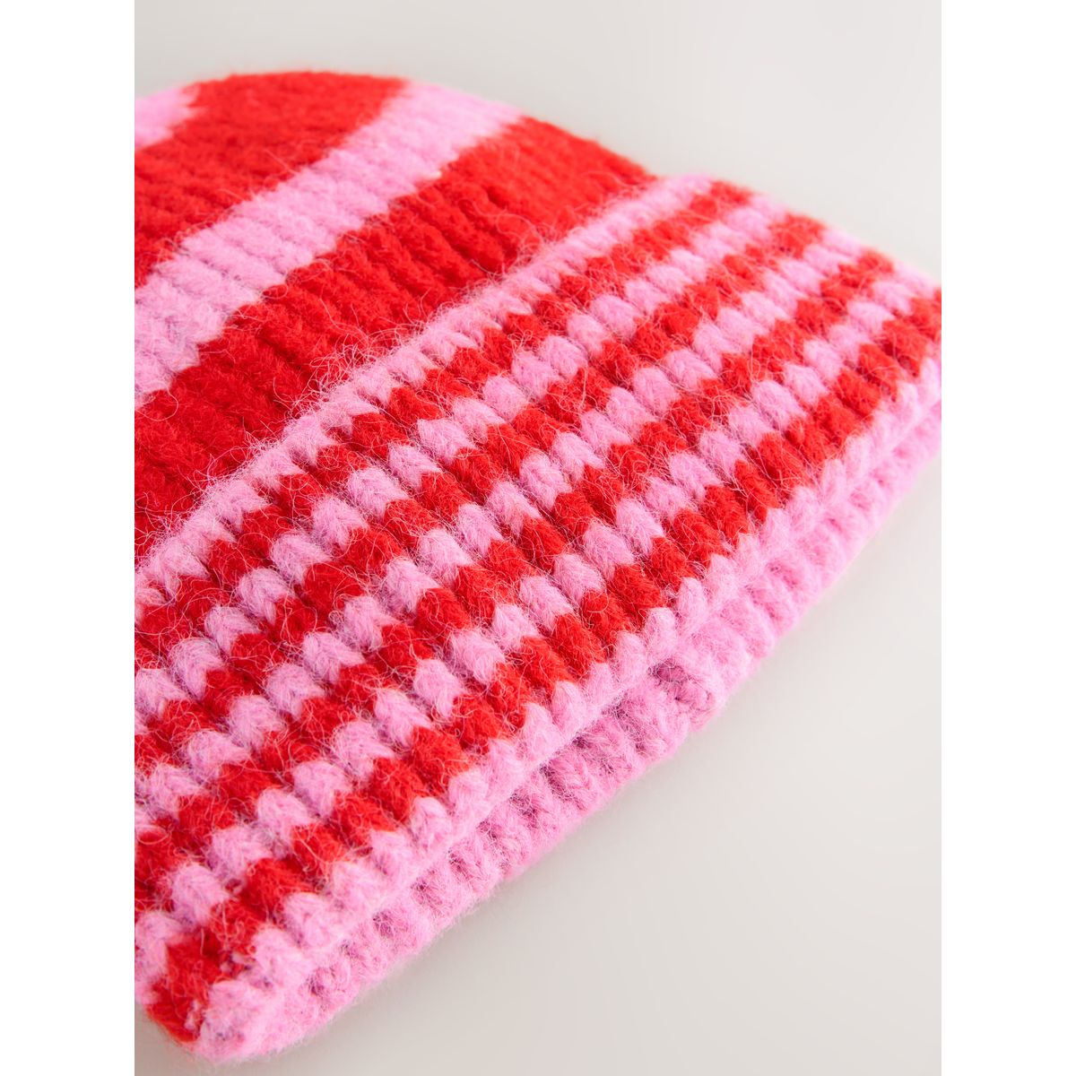 Bonnet en maille à rayures rouge/rose, NEXT