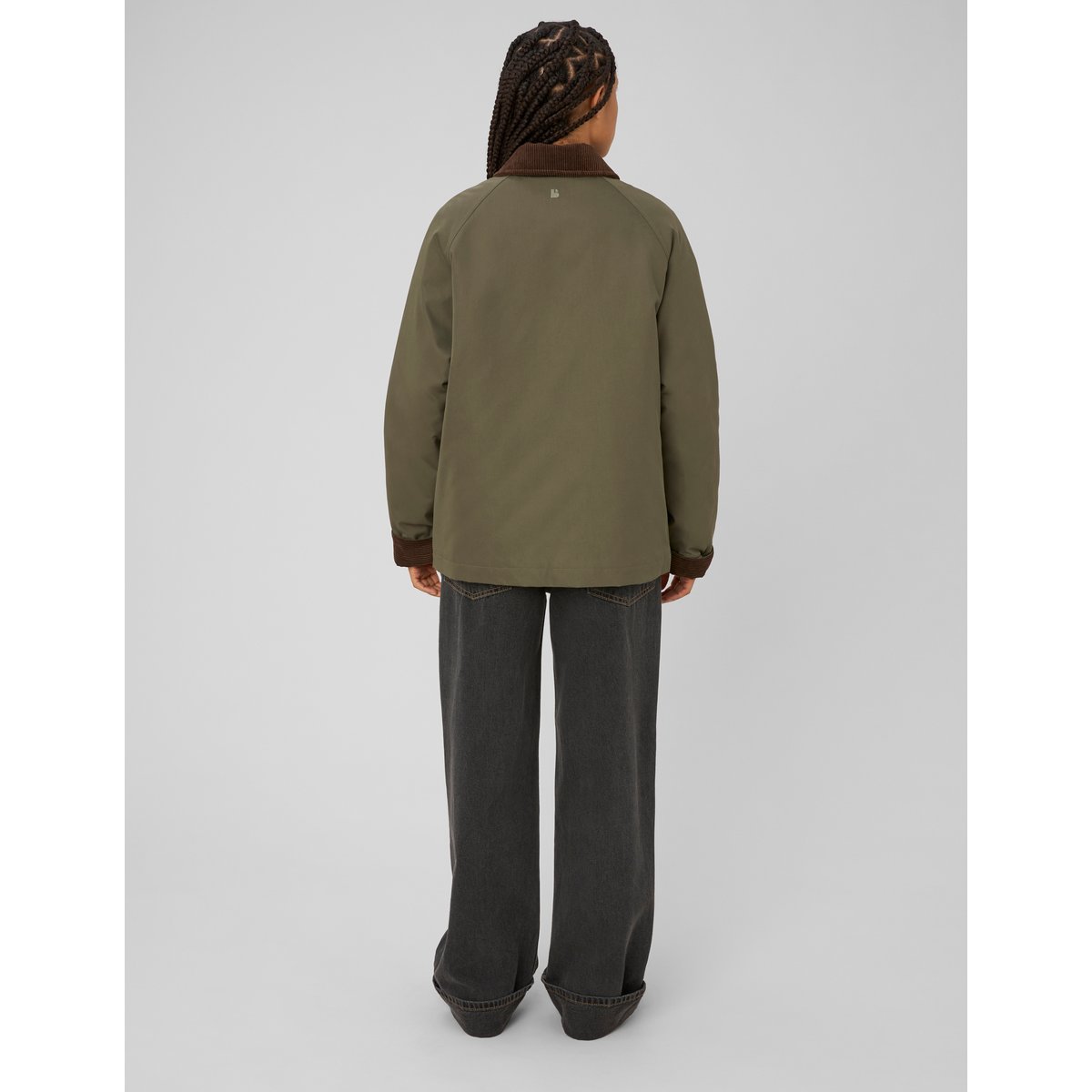 Veste avec col velours cotelé vert kaki, BZB