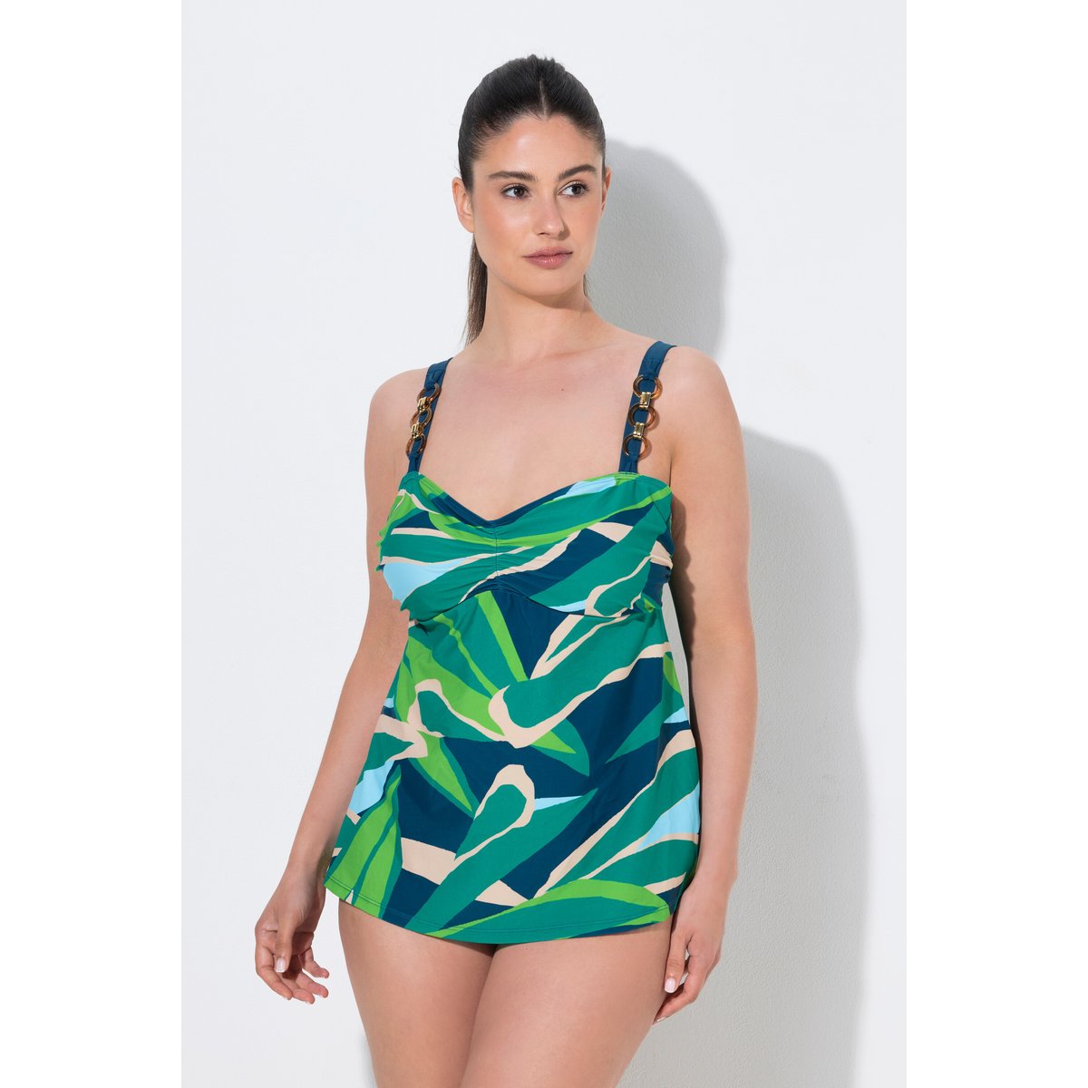 Tankini motif feuilles pétrole foncé, ULLA POPKEN