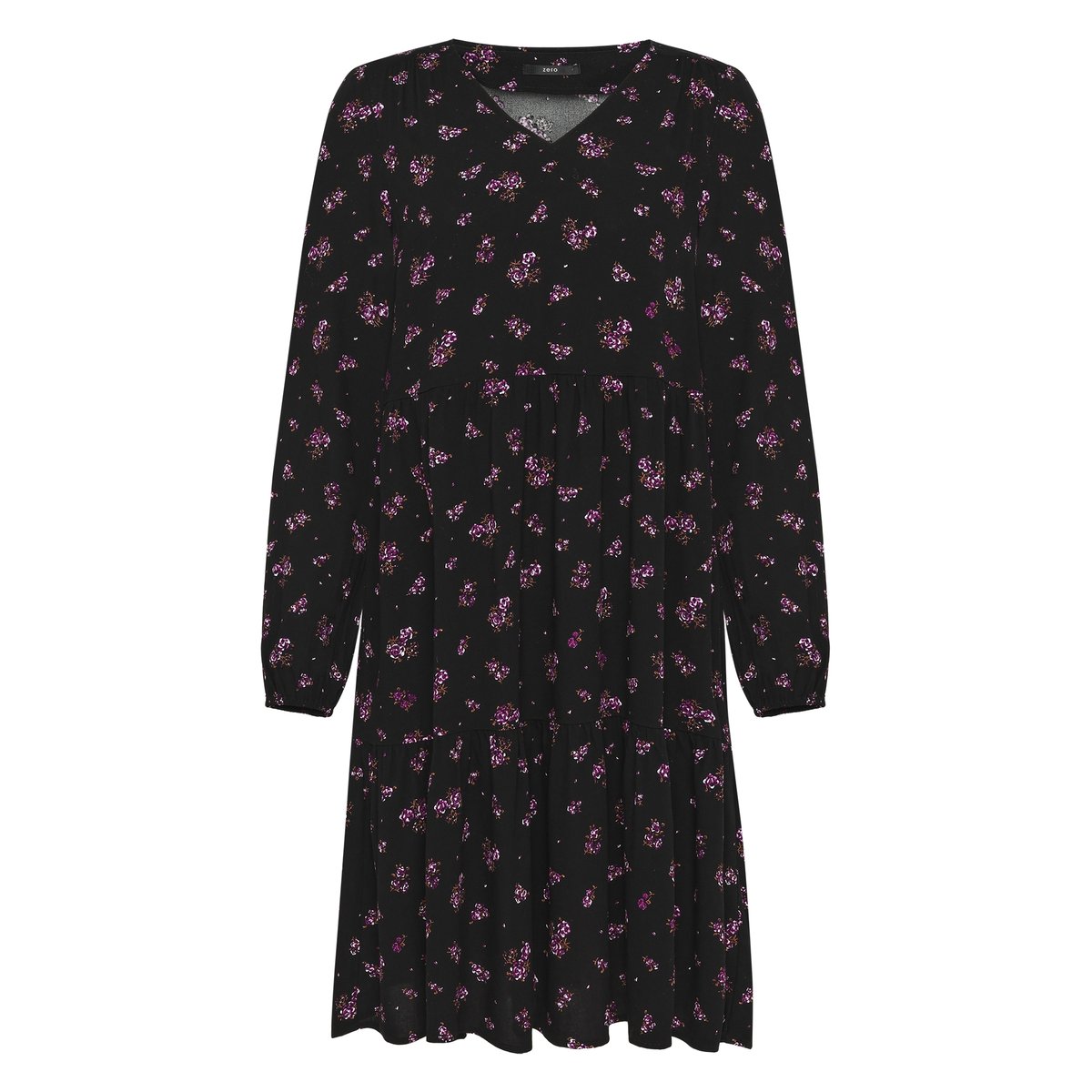 Robe à volants à impression black/pink, ZERO