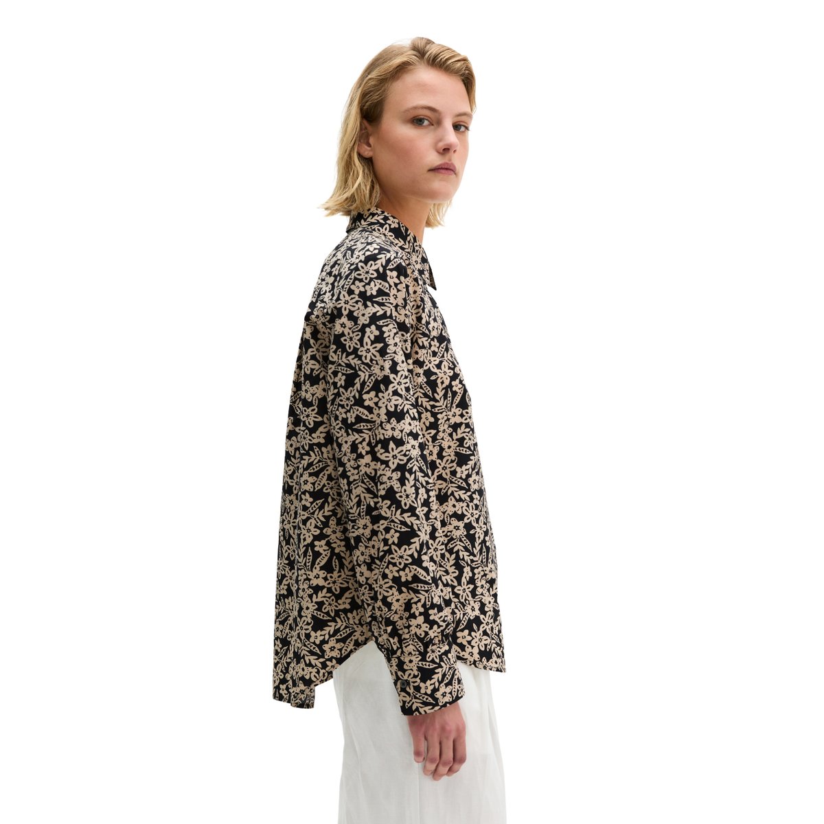 Blouse imprimée regular en popeline légère Papertouch noir, MARC O'POLO