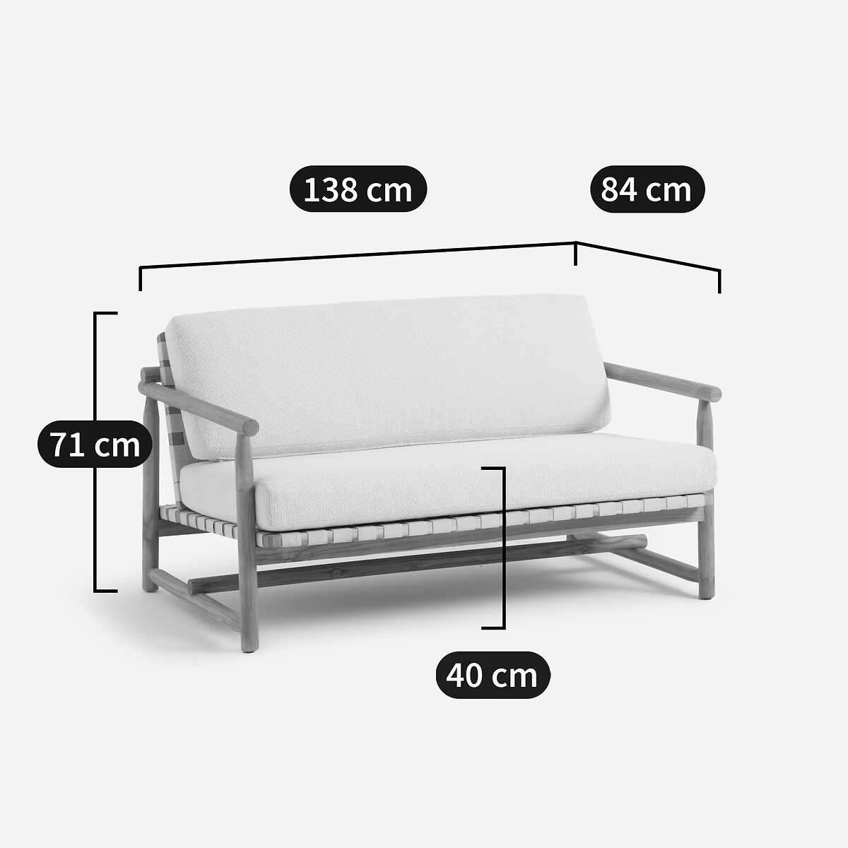 Banquette de jardin 2 places en teck, Talulah naturel, AM.PM