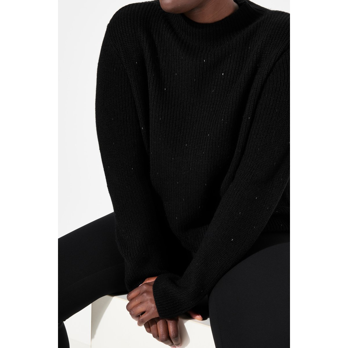 Pull en laine mélangée noir, ULLA POPKEN