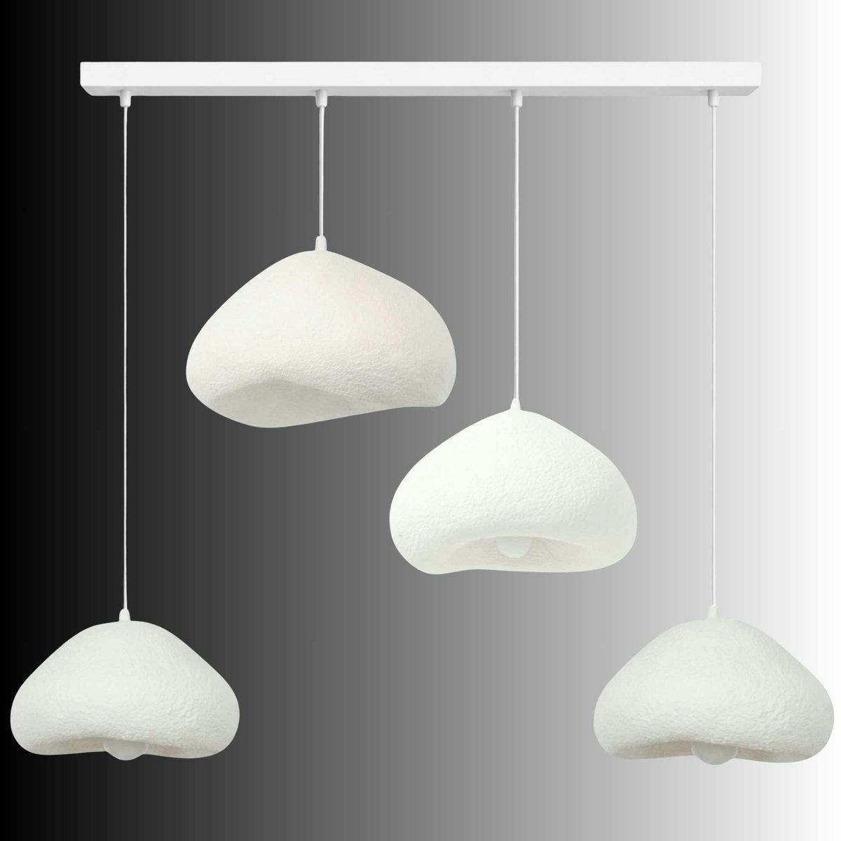 Suspension de table 4 lampes en ligne NOXIS blanc, PIER IMPORT