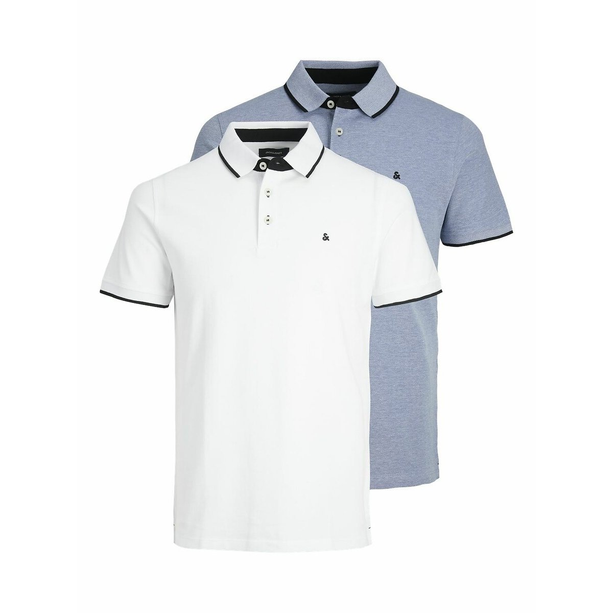 Lot de 2 polos blanc + bleu, JACK & JONES