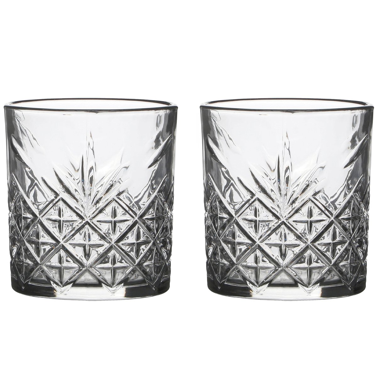Set de 2 verres à whisky avec motifs embossés 34cl transparent, WADIGA