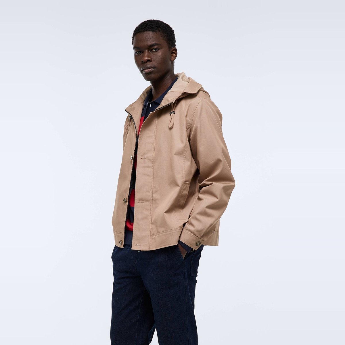 Veste à capuche déperlante beige, MONOPRIX