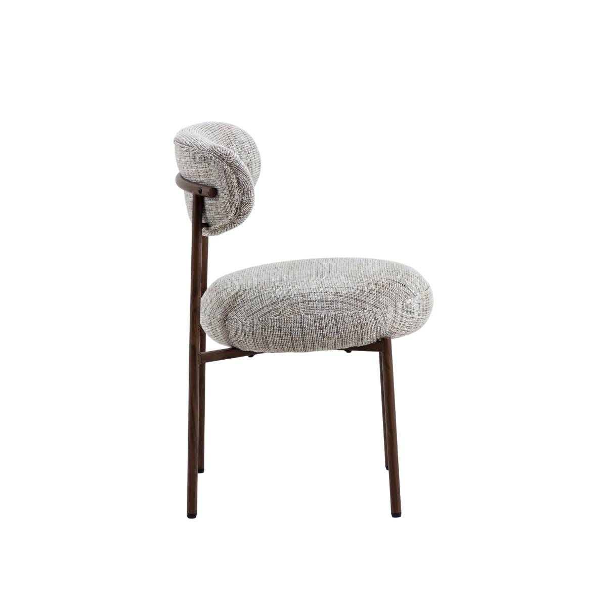 Lot de 2 chaises en tissu et métal JANIS gris, MADE IN MEUBLES 