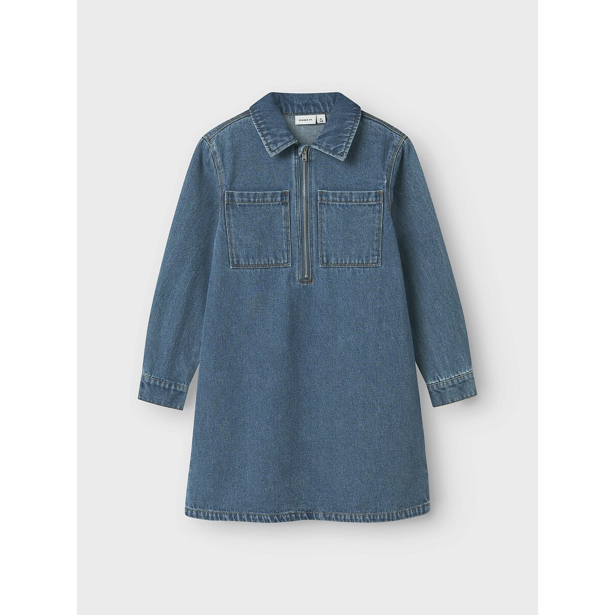 Robe patineuse manches longues imprimé floral bleu denim, NAME IT