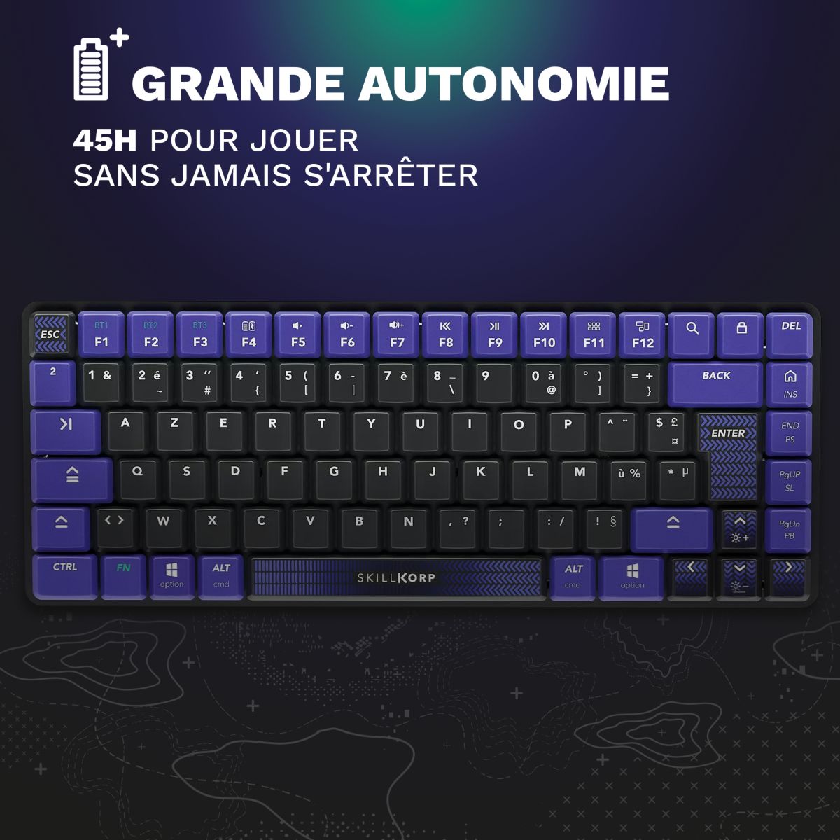 Clavier gamer sans fil K20 Ultimate couleur unique, SKILLKORP