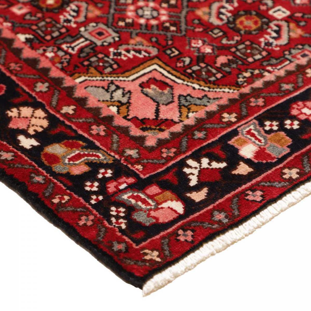 Tapis d'orient, motif oriental, artisanal, noué main, HAMADAN 182 bordeaux, beige, bleu, UN AMOUR DE TAPIS