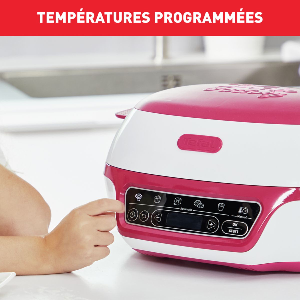 Machine à gâteaux Cake Factory Délices KD810112 blanc et rouge framboise, TEFAL