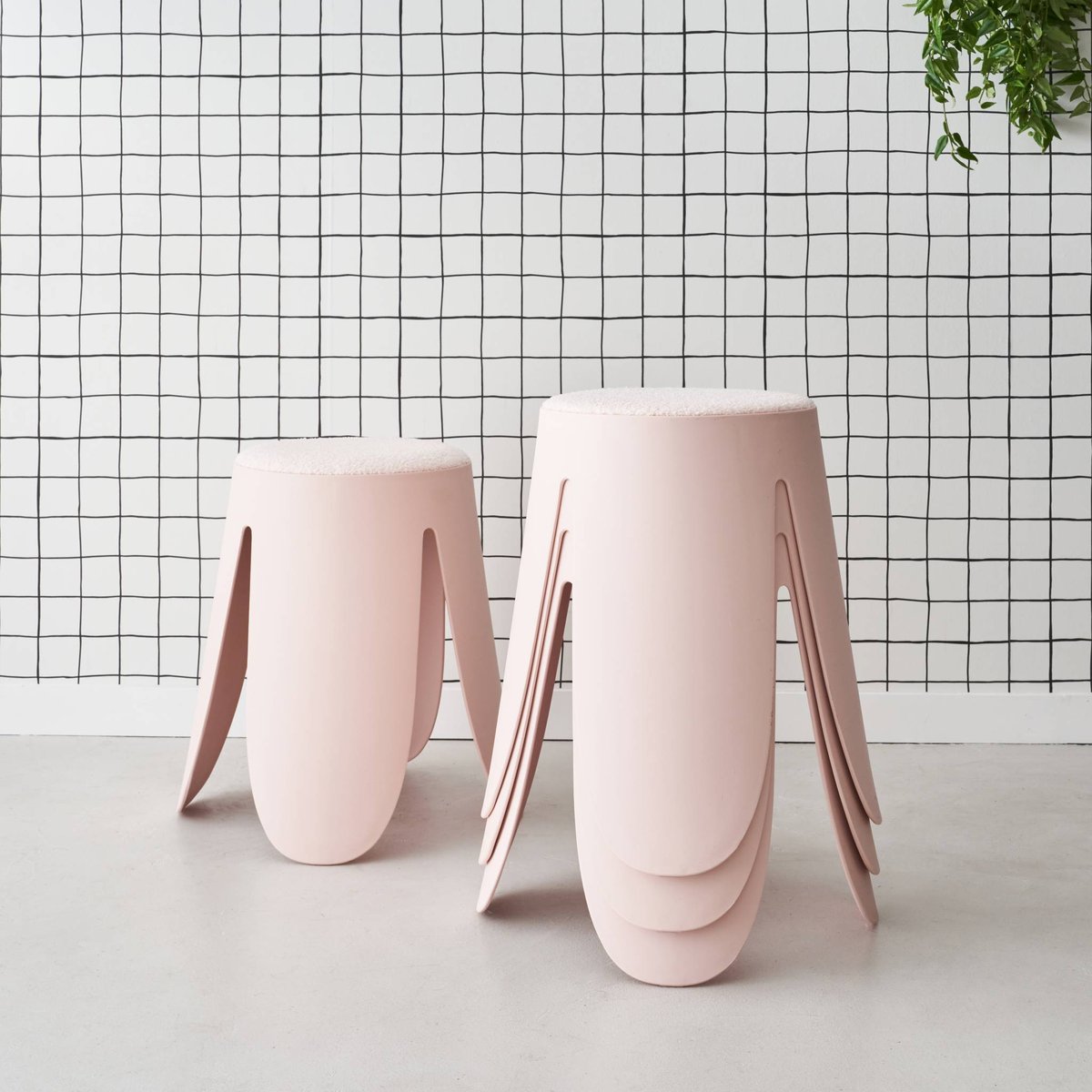 Tabouret empilable bouclette texturée (lot de 4) NIKI terracotta, SWEEEK