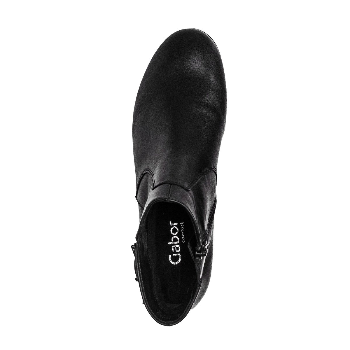 Bottines en cuir à talon décroché block noir lisse, GABOR