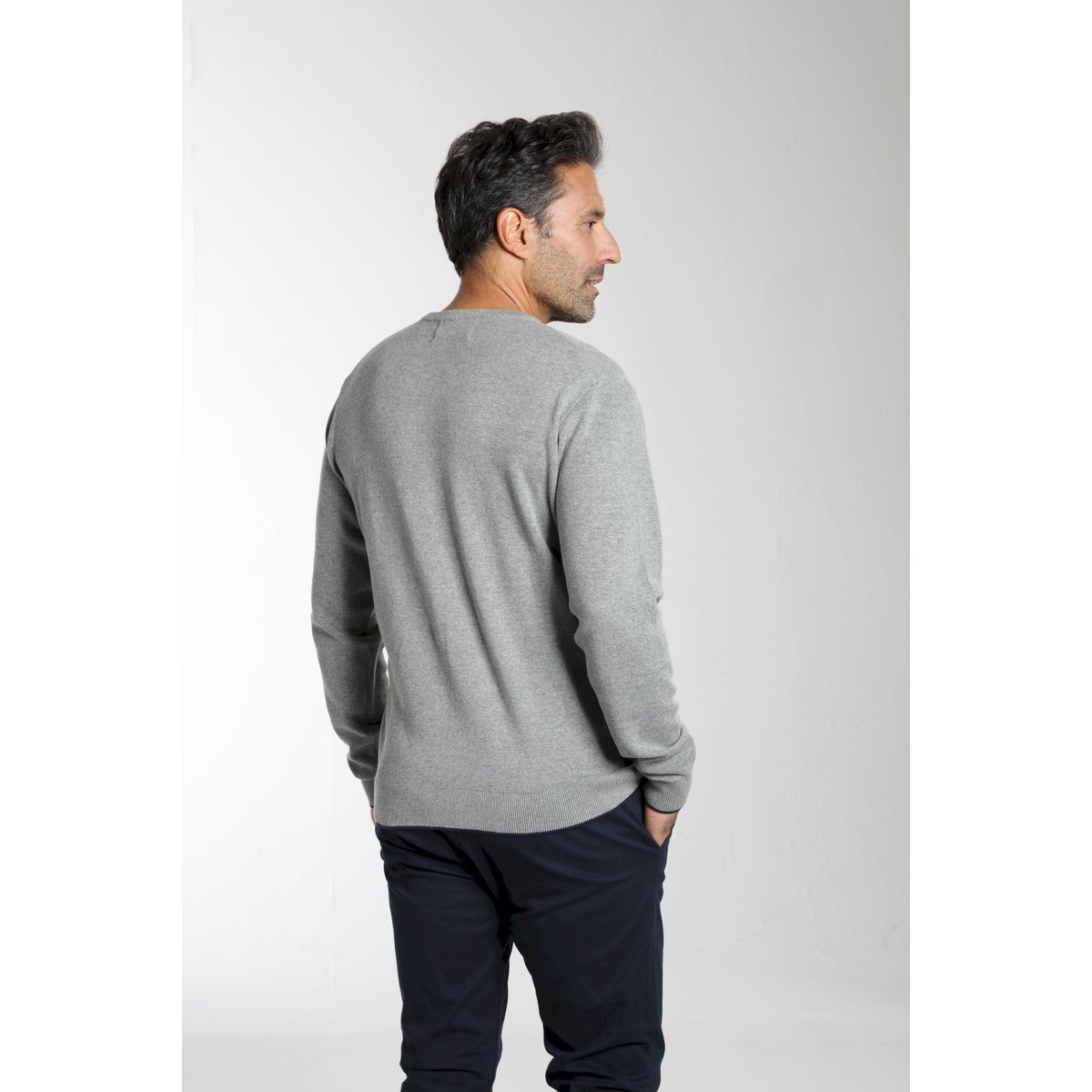 Pull col polo en coton MILANO POLO gris, GENTLEMAN FARMER