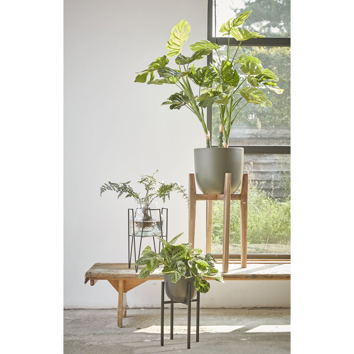 Support pour plantes H35 cm ASCOT noir, MICA DECORATIONS