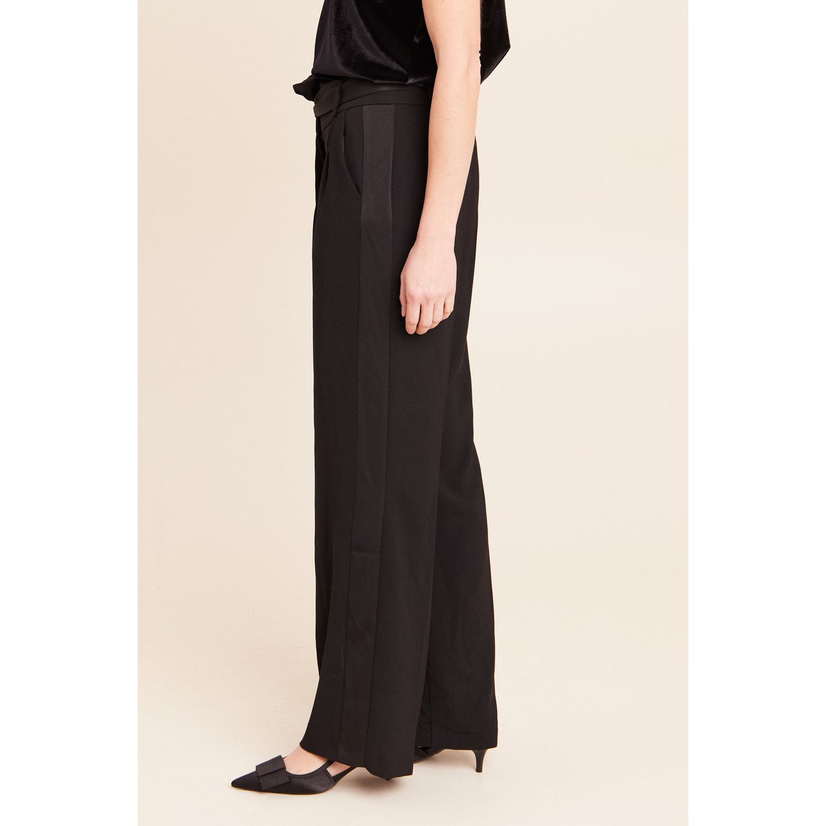 Pantalon satiné coupe droite noir, BREAL