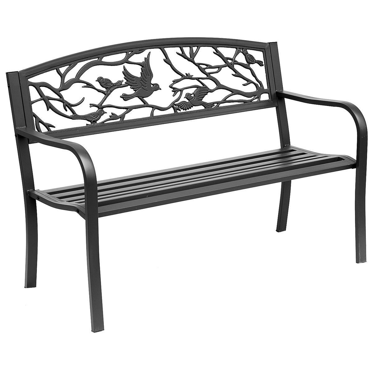 Banc de jardin Métal Noir noir, OUTSUNNY