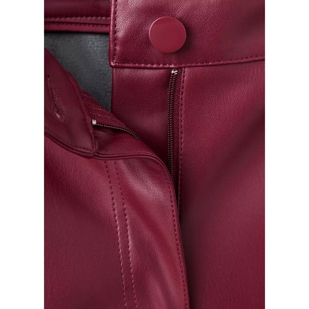 Pantalon flare cuir synthétique rouge, MANGO