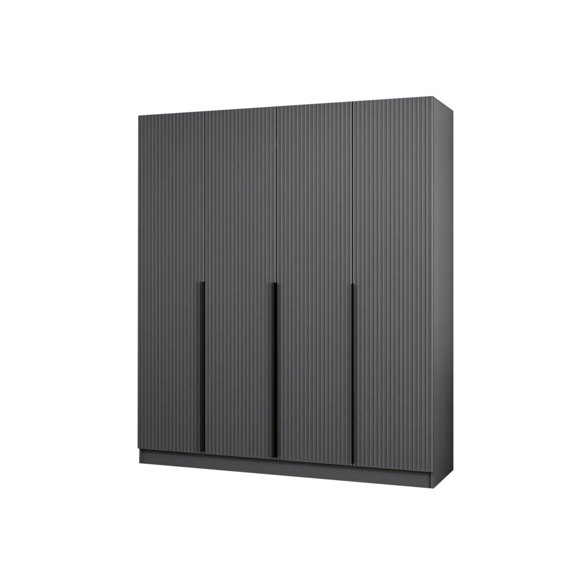 Armoire 4 portes, 1 penderie 8 niches 2 tiroirs BYRON anthracite, PIER IMPORT