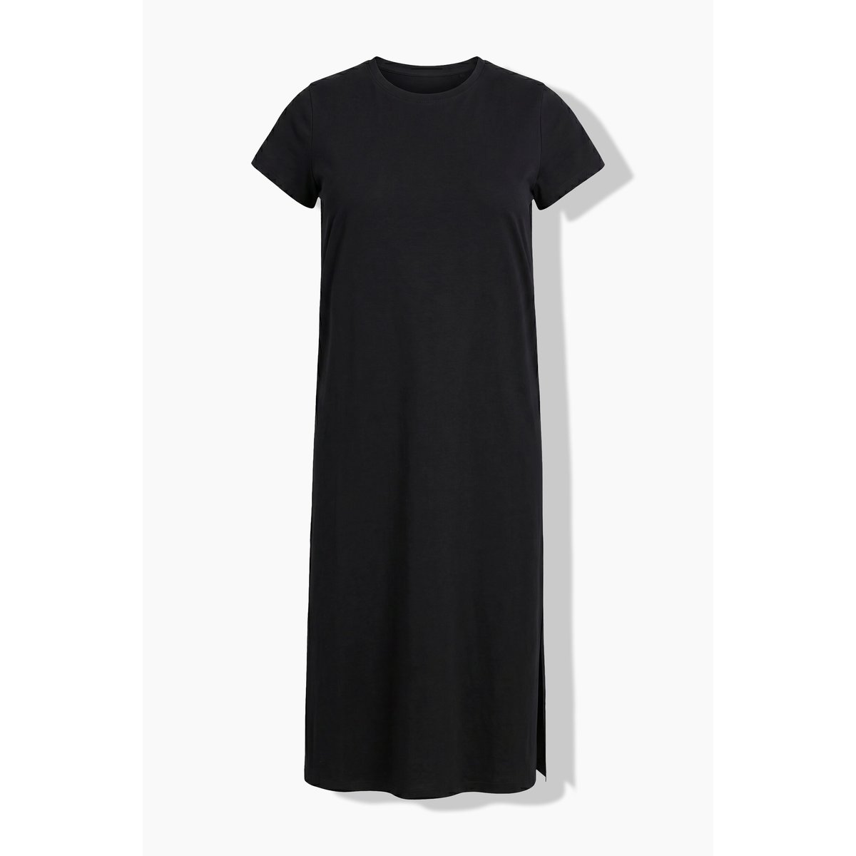 Robe midi, ligne A, jersey, col rond noir, STUDIO UNTOLD
