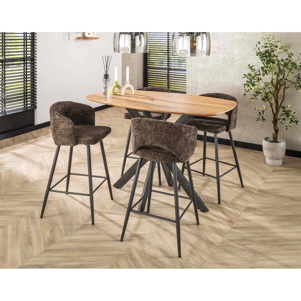 Lot de deux Tabourets de bar - 94 cm - PATTAYA marron, BEST MOBILIER