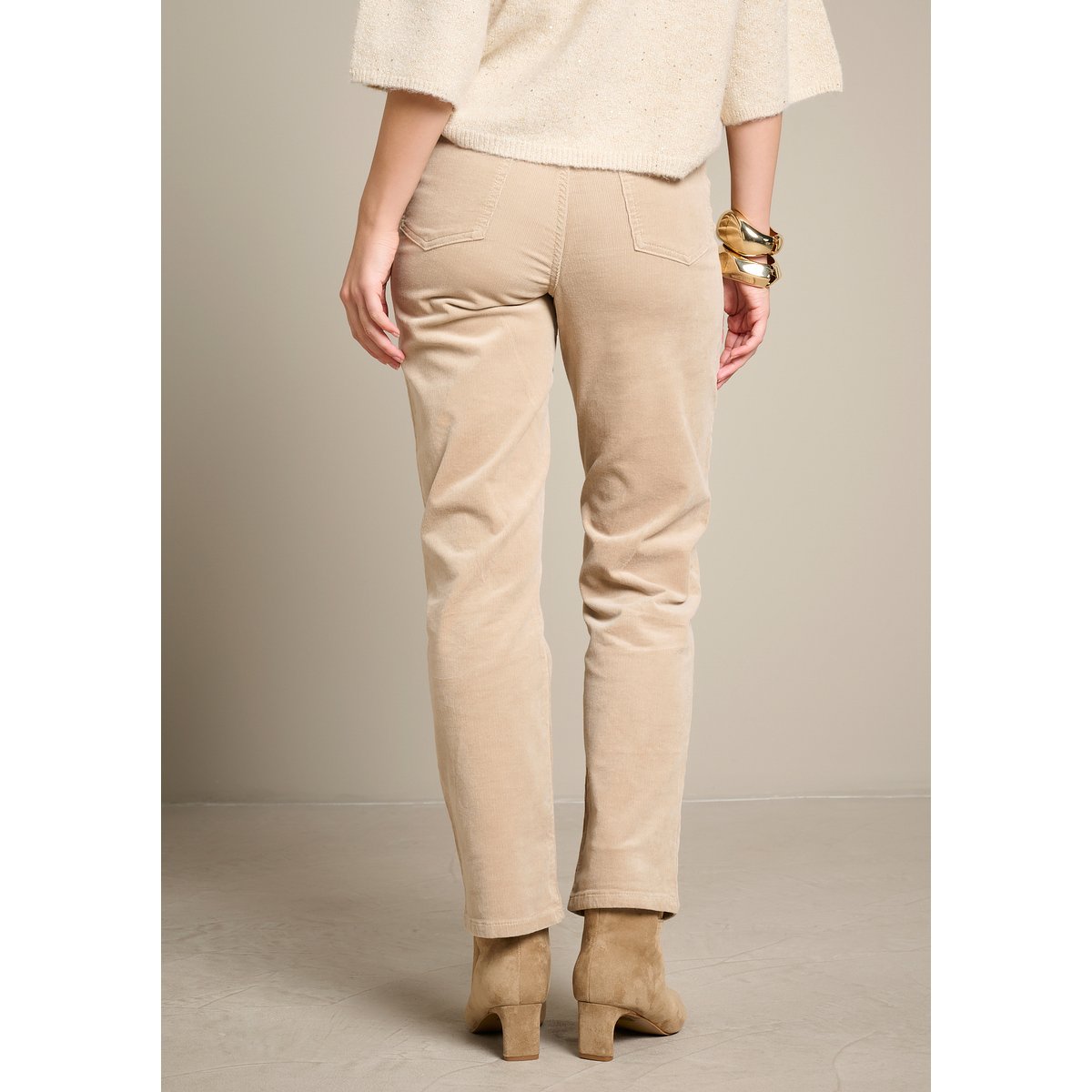 Pantalon droit en velours côtelé lt beige, LOLALIZA