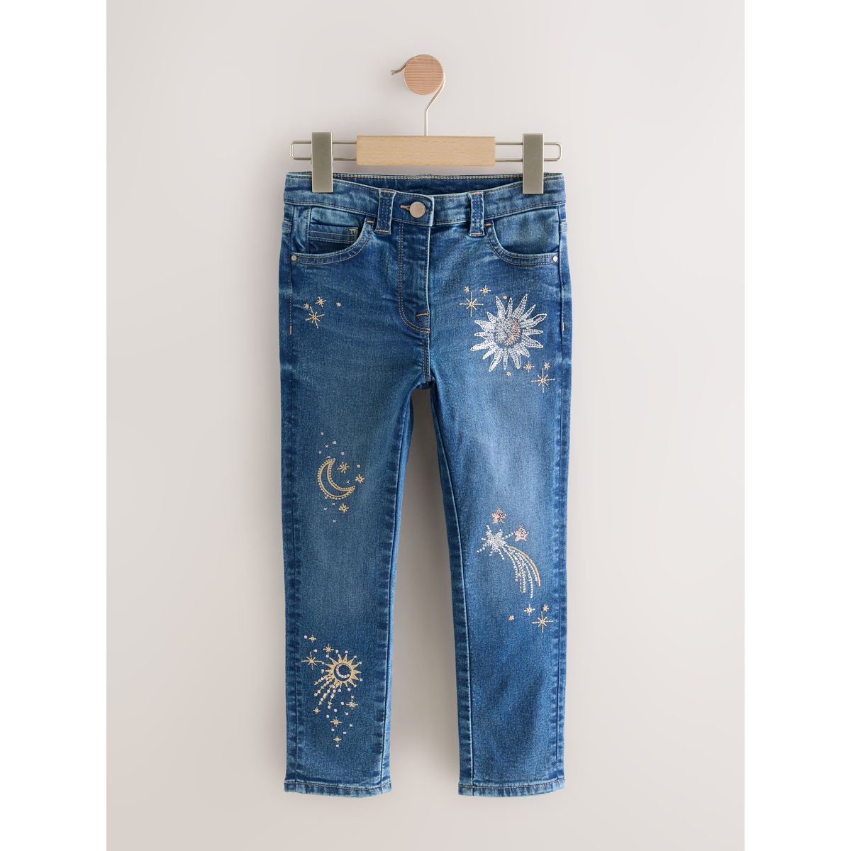 Jeans skinny brodé gris anthracite, NEXT