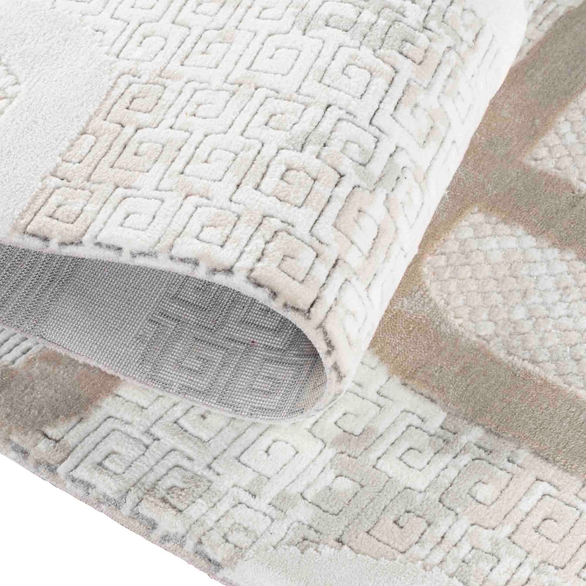 Tapis doux moderne en relief géométrique GEO beige, THE DECO FACTORY