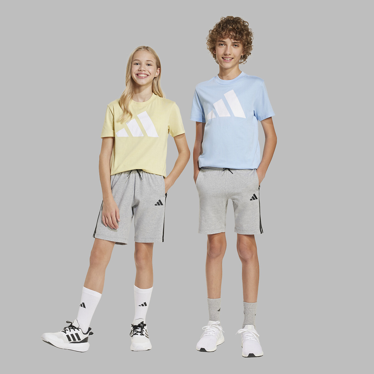 Short 7/8-15/16 ans gris/noir, ADIDAS SPORTSWEAR