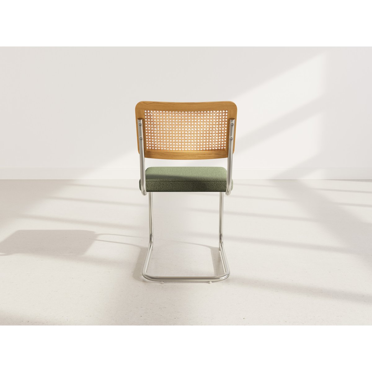 Lot de 2 chaises en tissu bouclette, DAMIANO vert kaki, BEST MOBILIER