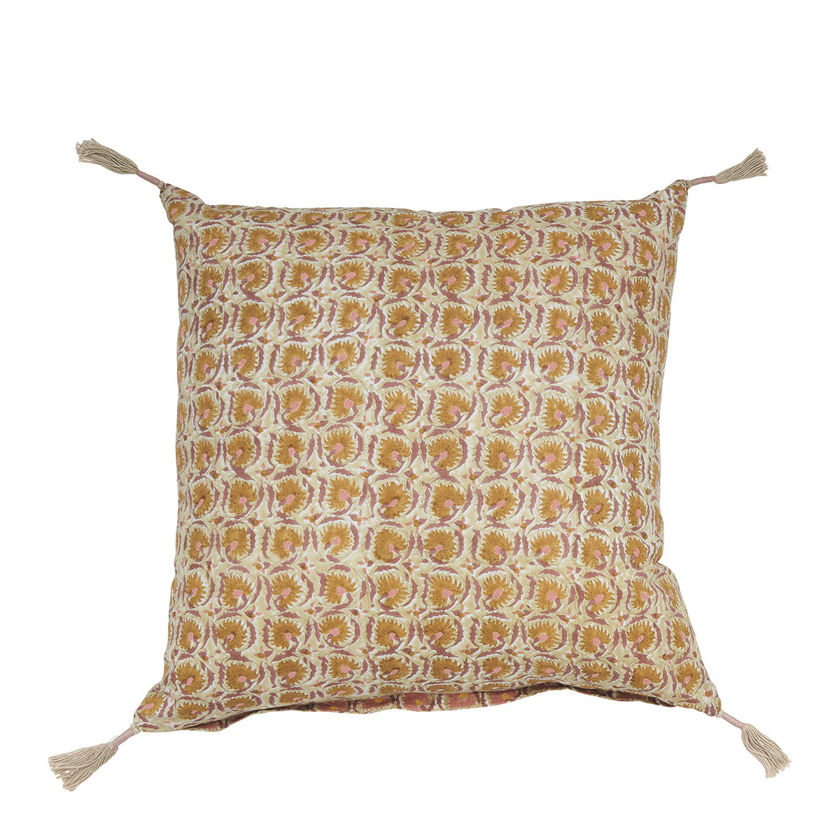 Coussin en coton rose, BLANC D’IVOIRE