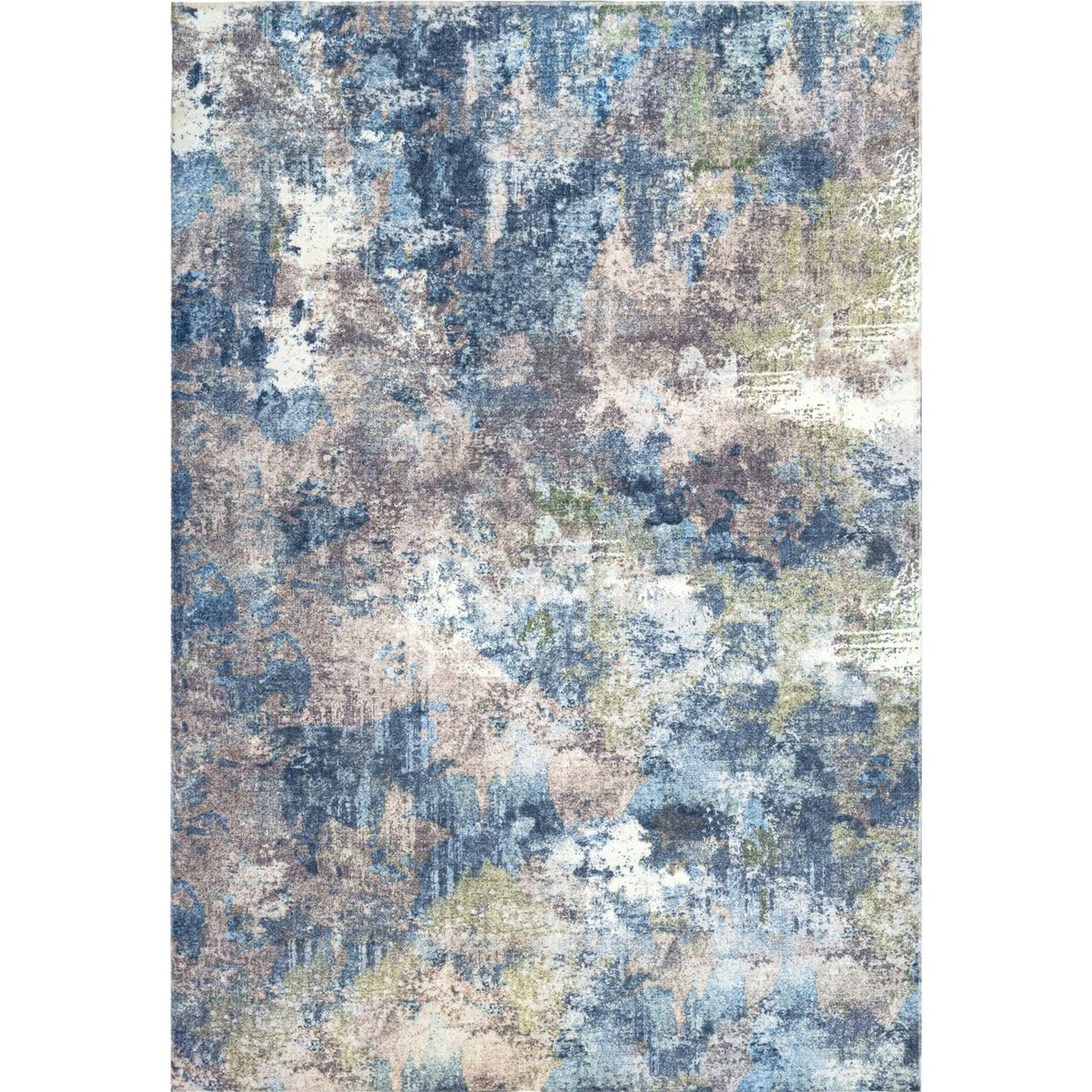 Tapis rectangulaire à poil court bleu acier multicolore effet patiné, ARTE ESPINA